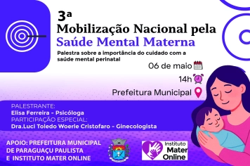 Terceira Mobilização pela Saúde Mental Materna será realizada nesta quarta na Prefeitura