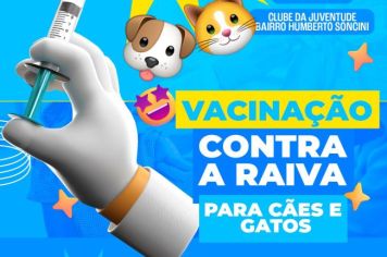 Neste sábado, dia 23, tem vacinação contra a raiva em cães e gatos em Paraguaçu Paulista