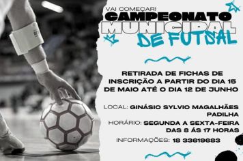 Departamento de Esportes vai iniciar inscrições para o Campeonato Municipal de Futsal Masculino livre