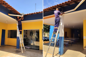 Prefeitura realiza manutenção em calhas da Escola Ivony Affini Matheus, em Conceição de Monte Alegre