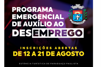 Programa Emergencial de Auxílio Desemprego para Paraguaçu inicia inscrições dia 12 