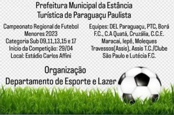 Campeonato Regional de Futebol Menores começa no dia 29 de abril