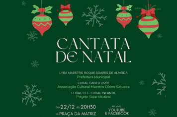 Cantata de Natal será dia 22 na Praça da Matriz