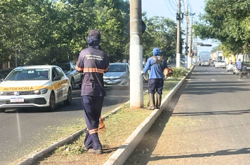 Limpeza do canteiro central na Av. Siqueira Campos mantém entrada da cidade organizada