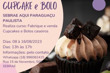 Abertas inscrições para curso de fabricação de cupcake e bolos caseiros em Paraguaçu Paulista