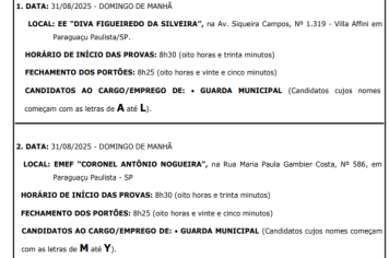 Concurso da Guarda Municipal: Nota Oficial – Prefeitura de Paraguaçu Paulista