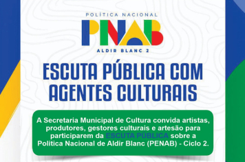 Escuta Pública vai definir aplicação de recursos da Política Nacional Aldir Blanc em Paraguaçu Paulista