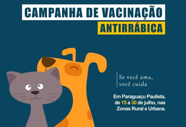 Vacinação contra raiva em cães e gatos será de 15 a 24 na zona rural de Paraguaçu