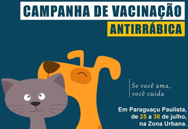 Começa hoje a vacinação contra raiva em cães e gatos na zona urbana de Paraguaçu
