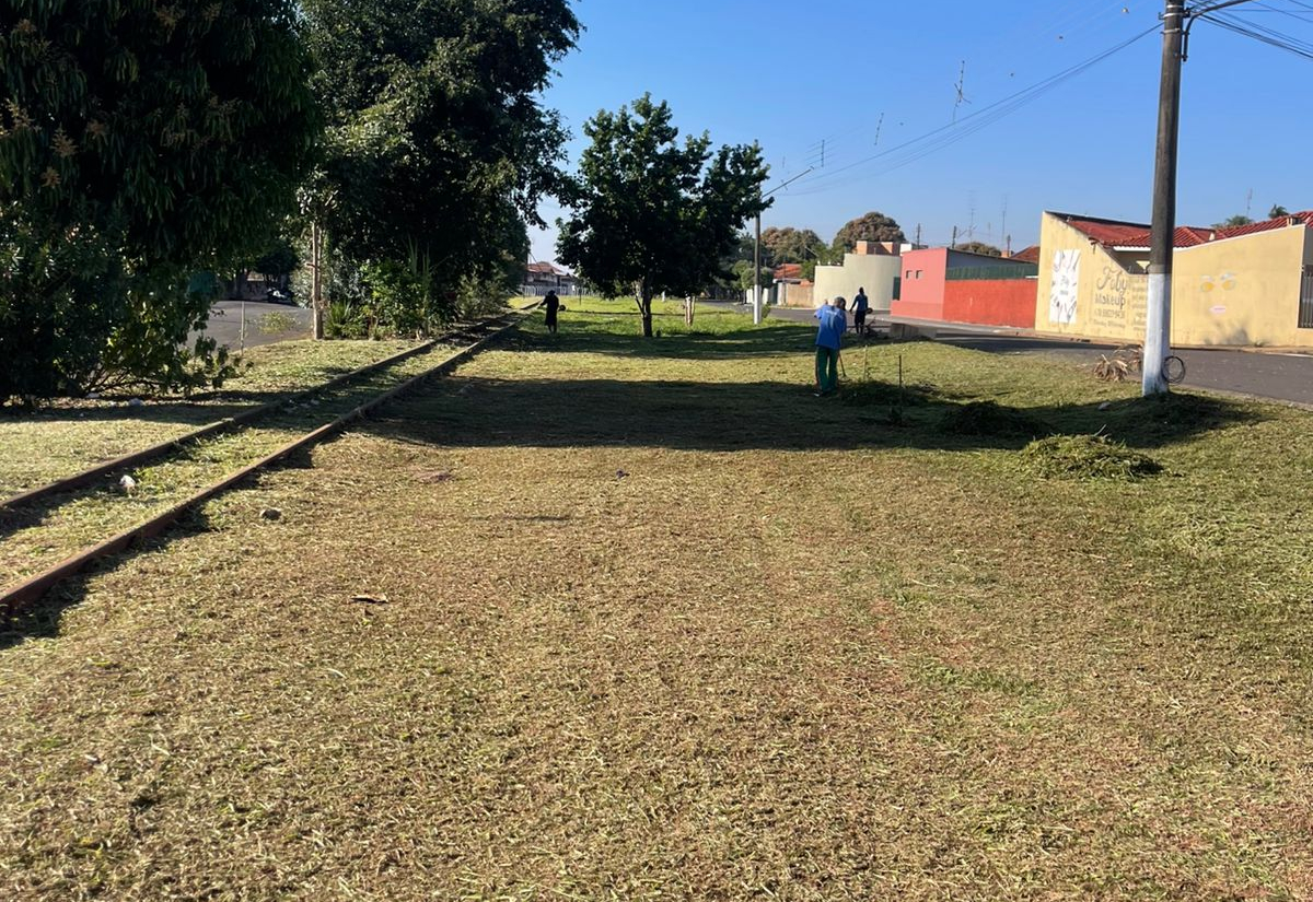 Prefeitura realiza limpeza em área verde da linha férrea no Jardim Panambi e região da LDC