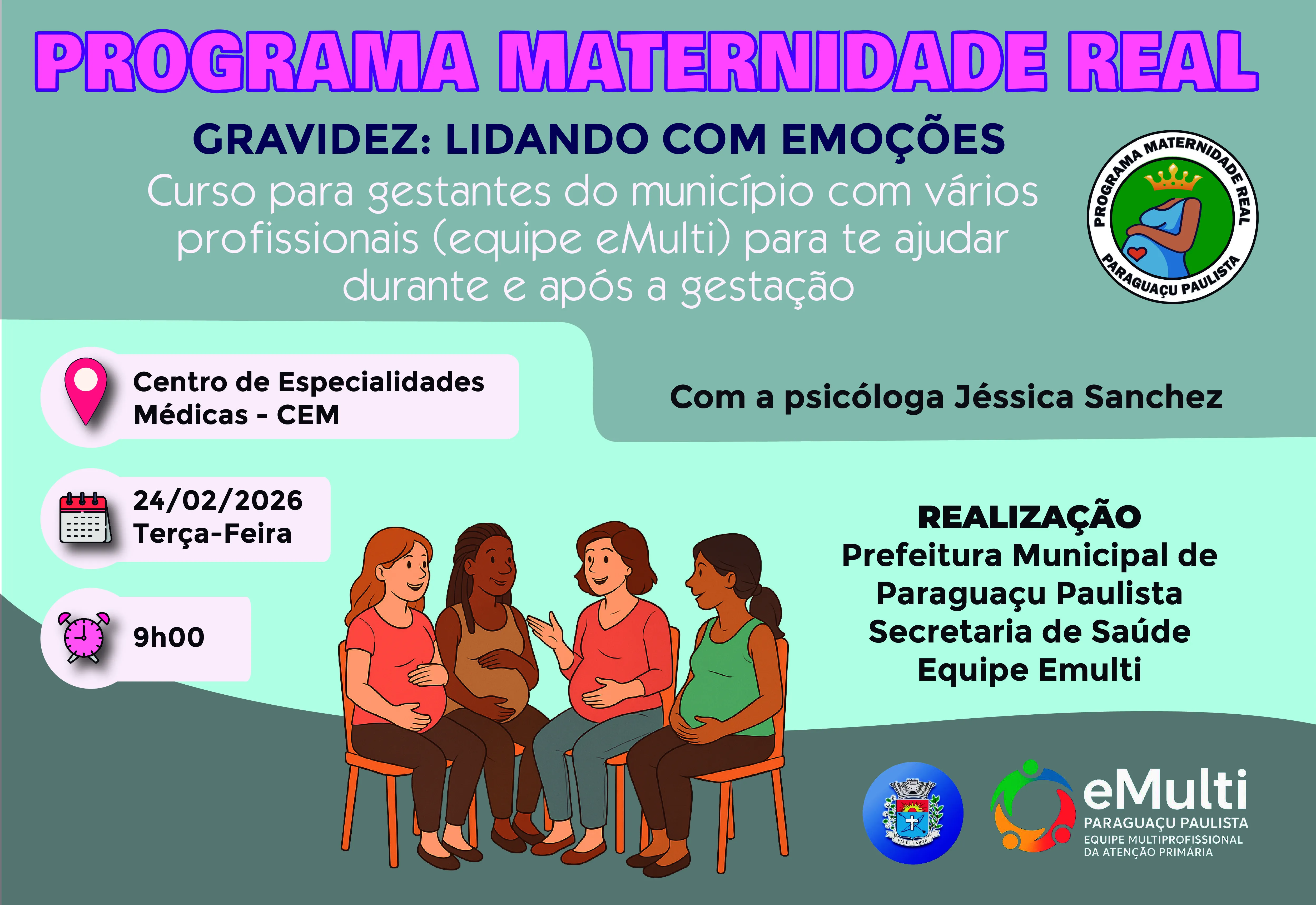 Emoções durante a gravidez serão o tema do próximo encontro do Programa Maternidade Real
