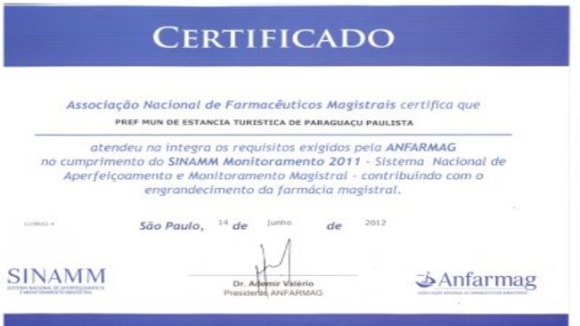 Farmácia Popular de Paraguaçu é premiada com certificação nacional de qualidade