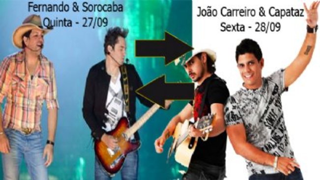 Data de show das duplas João Carreiro & Capataz e Fernando & Sorocaba na Expo Paraguaçu é alterada 
