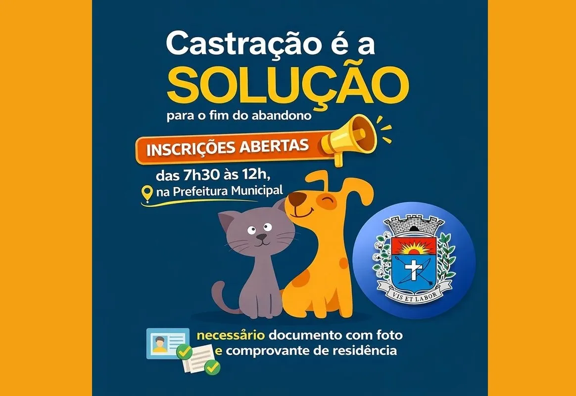 Prefeitura abre inscrições para castração de pets com cirurgias agendadas para fevereiro