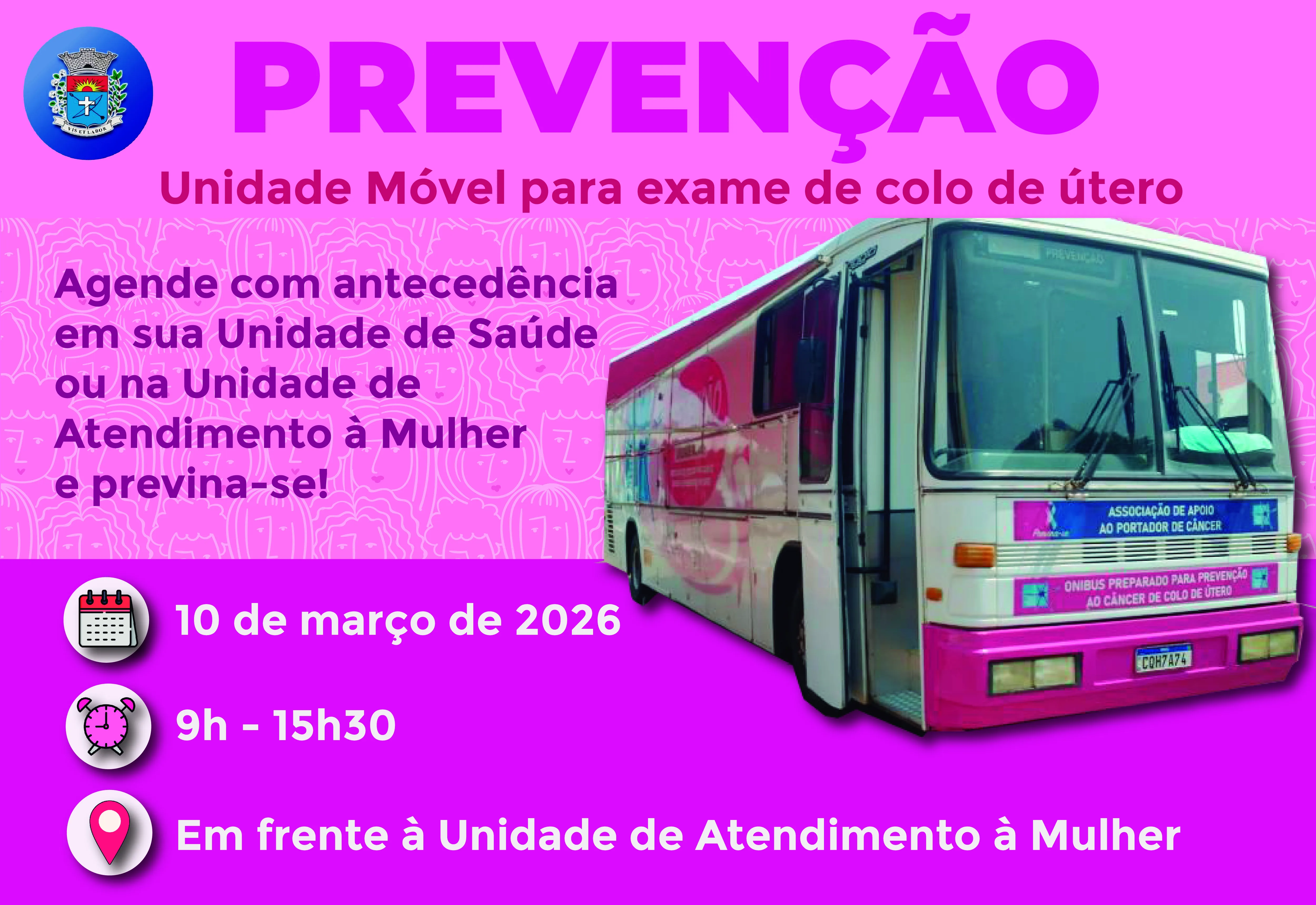 Já agendou seu exame? Ônibus do Papanicolau estará amanhã em Paraguaçu Paulista