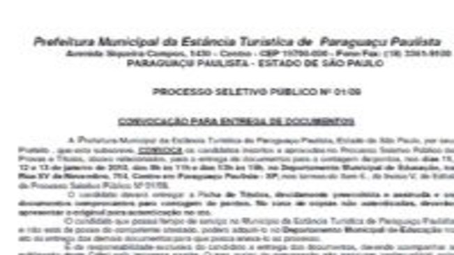 Prefeitura convoca aprovados no Processo Seletivo da Educação Municipal para apresentação de títulos