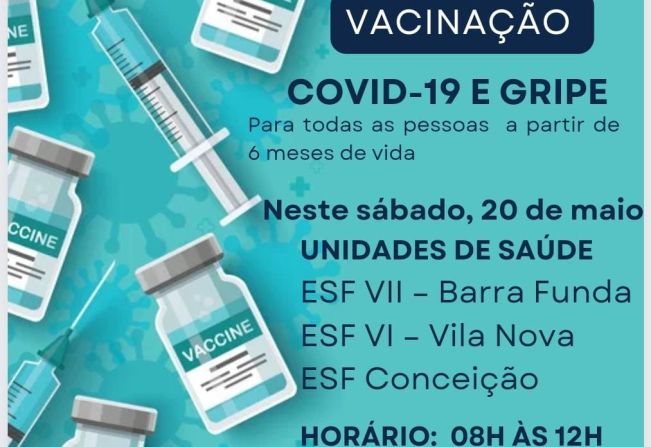 Unidades de Saúde Barra Funda VII, Vila Nova VI e Conceição terão plantão de vacinação no próximo sábado