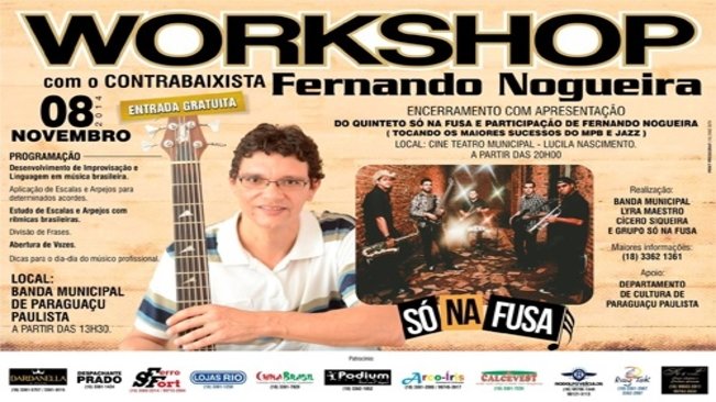 Sábado tem workshop gratuito na Escola Municipal de Música em Paraguaçu