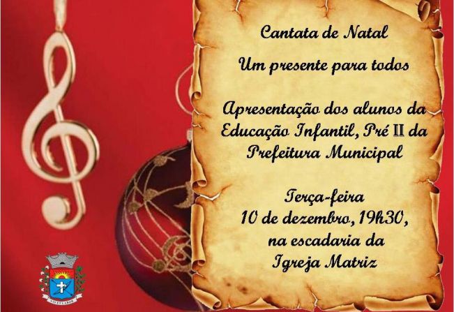 Educação apresenta Cantata de Natal dia 10, terça